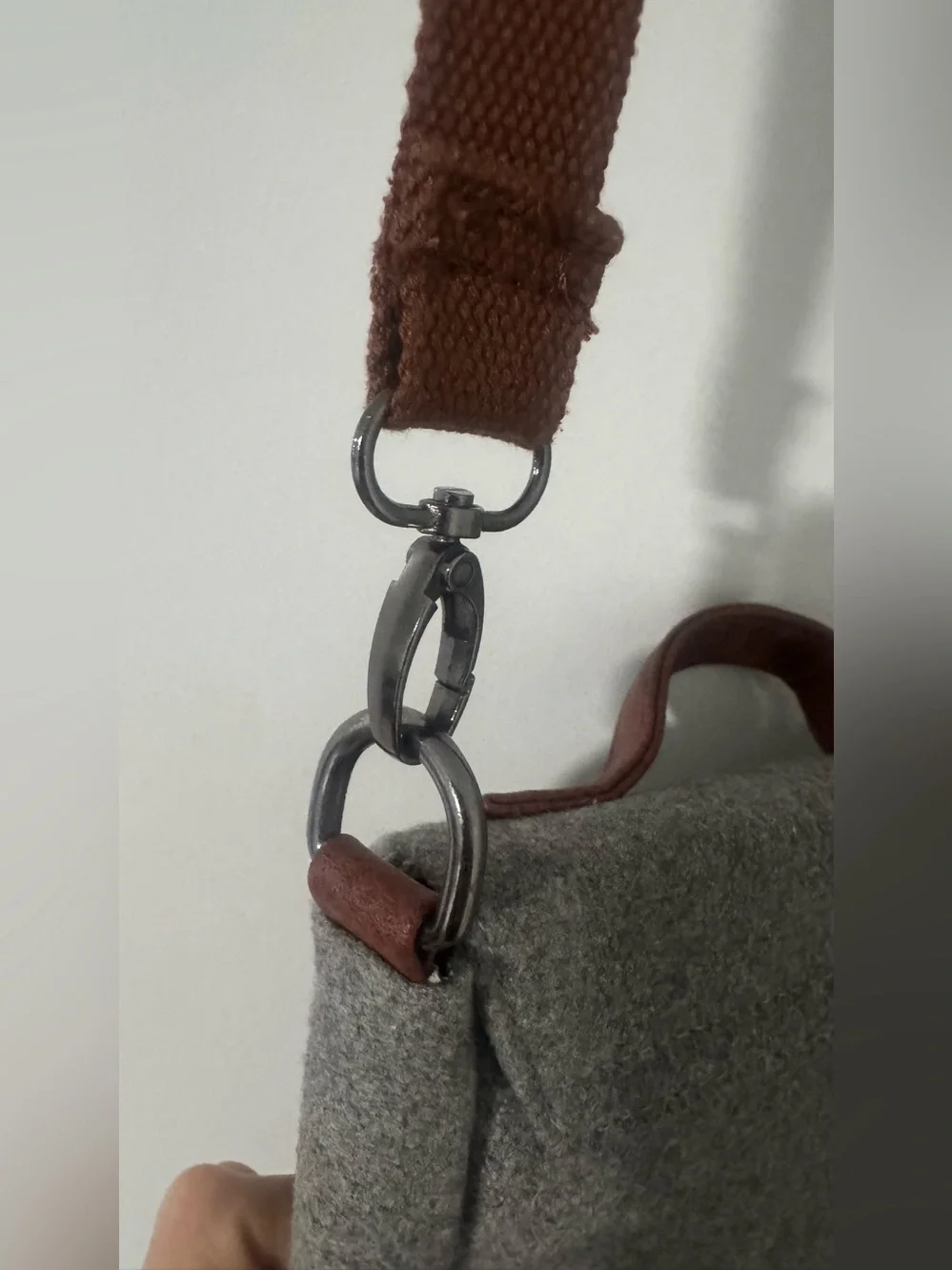 Something Strong Small Wool Messenger Crossbody Bag Gray/Brown